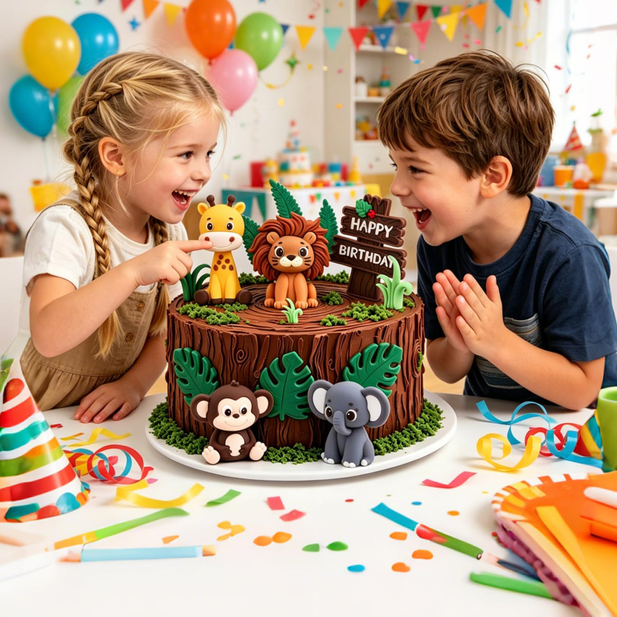 BlingABC 15PCS Cartoon Safari Animal Cake Toppers Jungle Cake Decorations 🍁 All In One Marketplace Canada