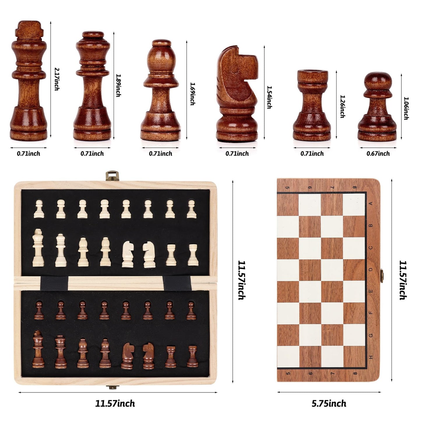 Joneytech Wooden Chess Set,11.5 inch Magnetic Chess Board Folding Design with Storage Travel Chess Game for Kids, Adults and Family Game Night - Available at All In One Marketplace Canada