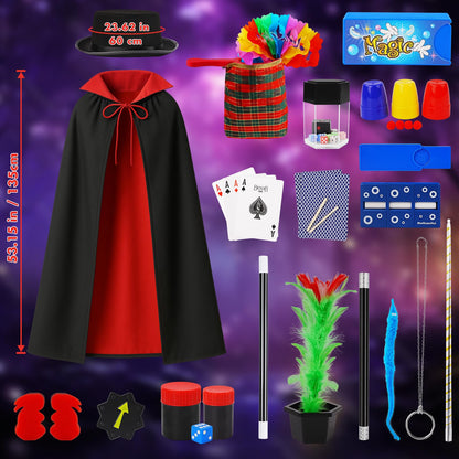 Magic Kit, Magic Tricks for Kids, Magic Set Includes Magic Wand Magician Costume, Pretend Play with Instruction for Kid Beginners, Christmas Halloween Birthday Gift Toys for Boys Girls Age 6-12 🍁 All In One Marketplace Canada