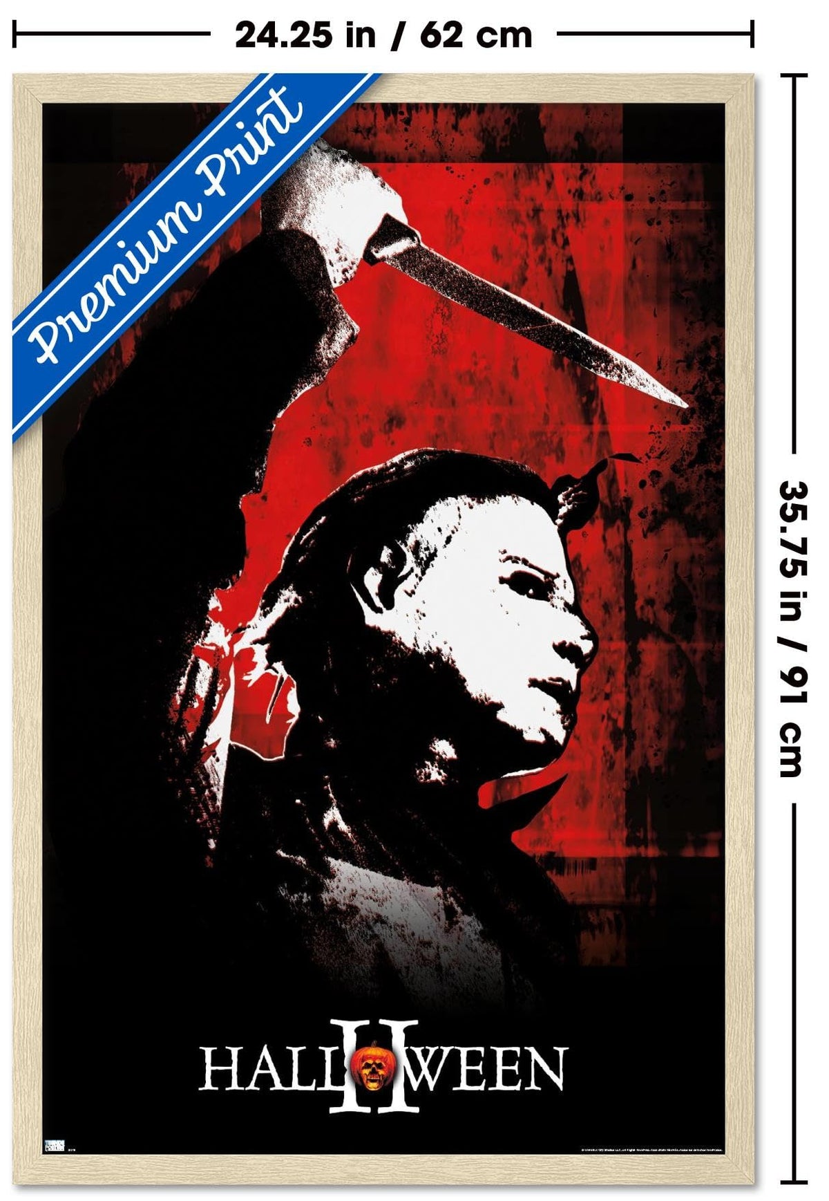 Halloween II - Red Wall Poster, 34L" x 22.4W", Blonde Framed Version