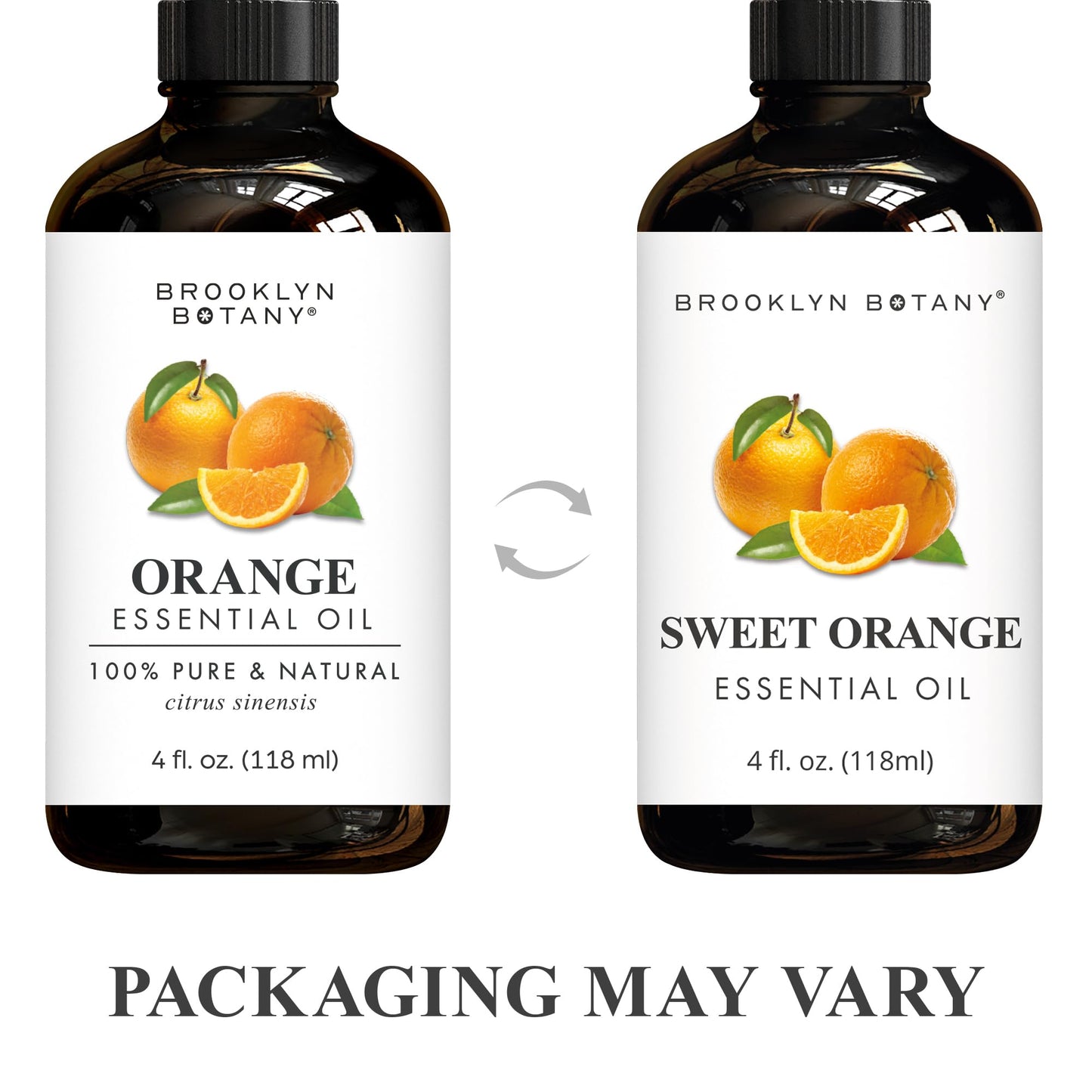 Brooklyn Botany Sweet Orange Essential Oil - Huge 118 ml - 100% Pure and Natural - Premium Grade with Dropper - for Aromatherapy and Diffuser