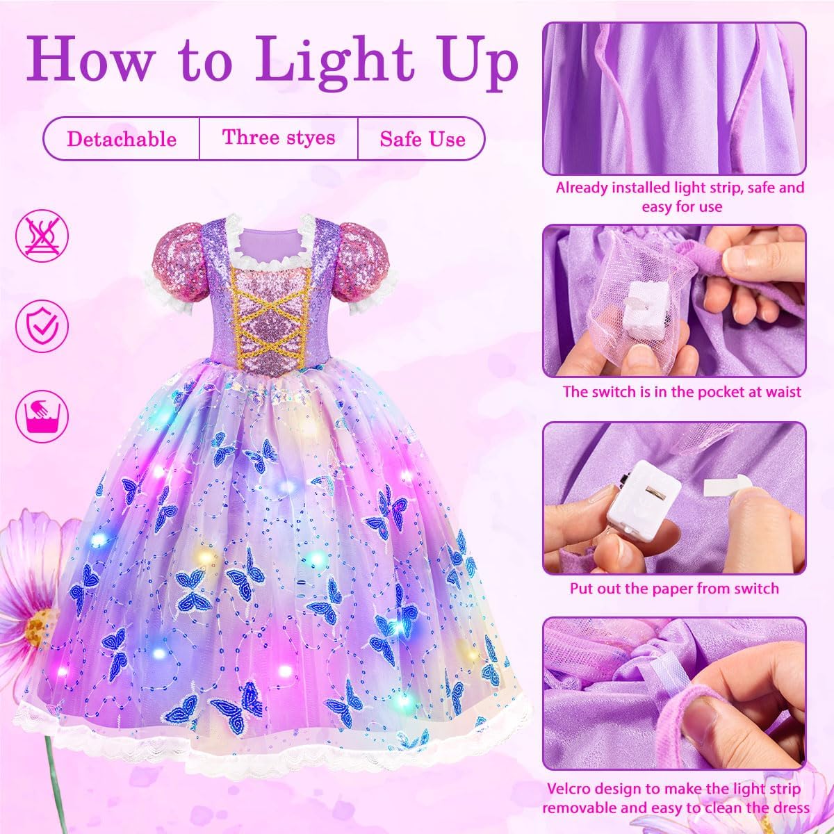 Meland Princess Dress Up for Girls 3-10, Light Up Costume for Girls Gift 🍁 All In One Marketplace Canada