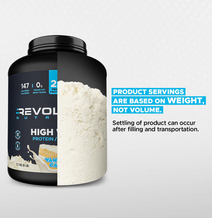 Revolution Nutrition, High Whey, Protein Powder 6LB, Whey Protein, Gluten Free, 25g of Protein Per Scoop, 2.7kg, 73 Servings (Vanilla Cake, 6 Pound) 🍁 All In One Marketplace Canada