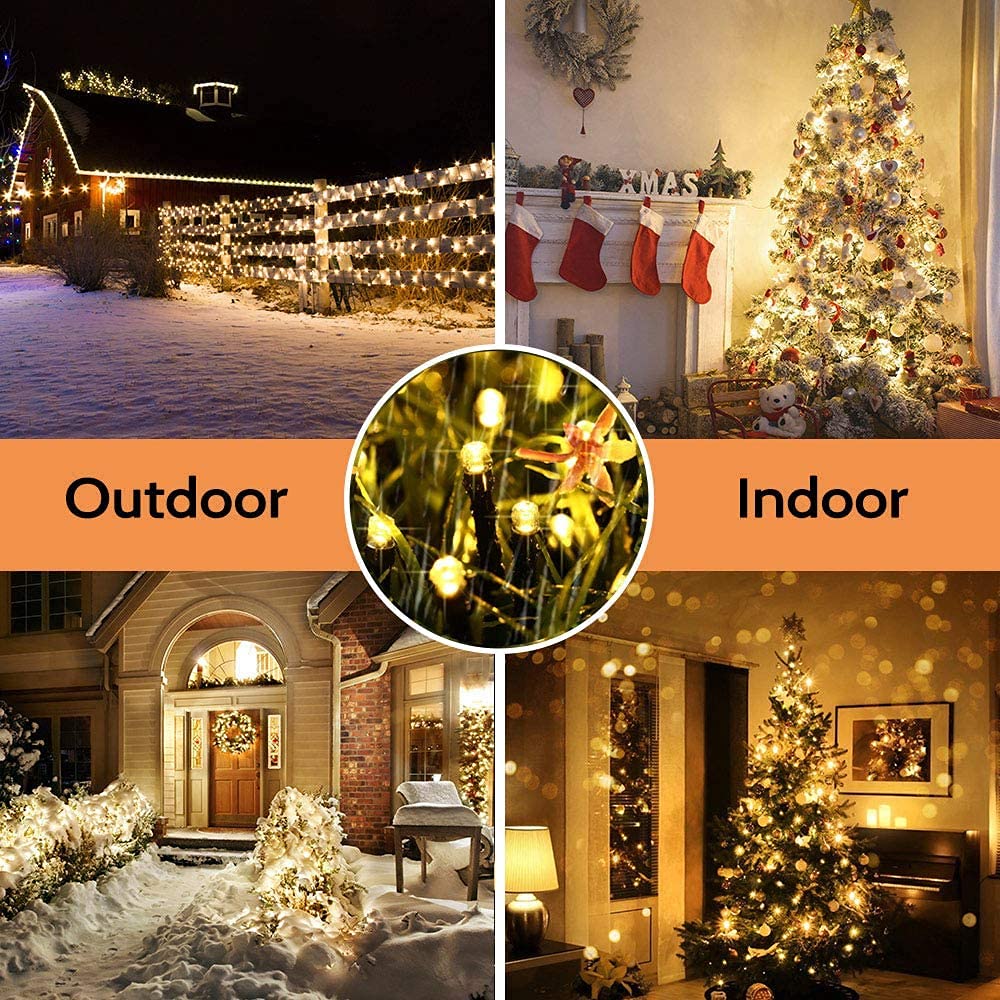 Solar String Lights Outdoor, 98.4ft 300 LED Solar Fairy Lights 8 Modes Waterproof Solar Powered Lights for Garden, Patio, Home, Party, Wedding, Holiday, Tree, Outdoor Decor (Warm White) 🍁 All In One Marketplace Canada