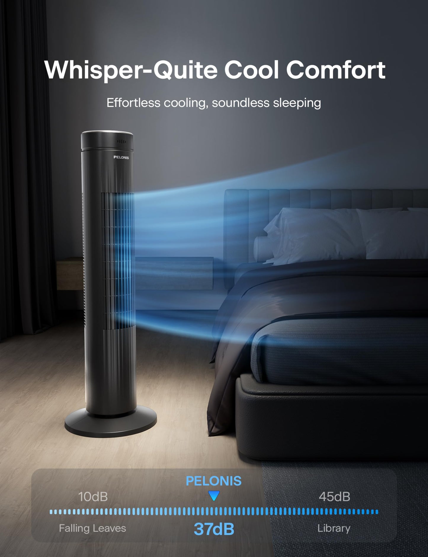 Pelonis 30-Inch Oscillating Tower Fan for Bedroom – Quiet 3-Speed Fan with Remote Control, 7-Hour Timer, 37dB Ultra-Quiet Operation – ETL Certified, Black 🍁 All In One Marketplace Canada