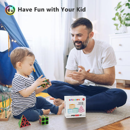 Vdealen Speed Cube Set, Puzzle Cube Bundle of 2x2x2 3x3x3 4x4x4 Pyramid Magic Cube Set, Birthday Party Christmas Stocking Stuffers Gift for Kids Teens Adults(Carbon Fiber Sticker) 🍁 All In One Marketplace Canada