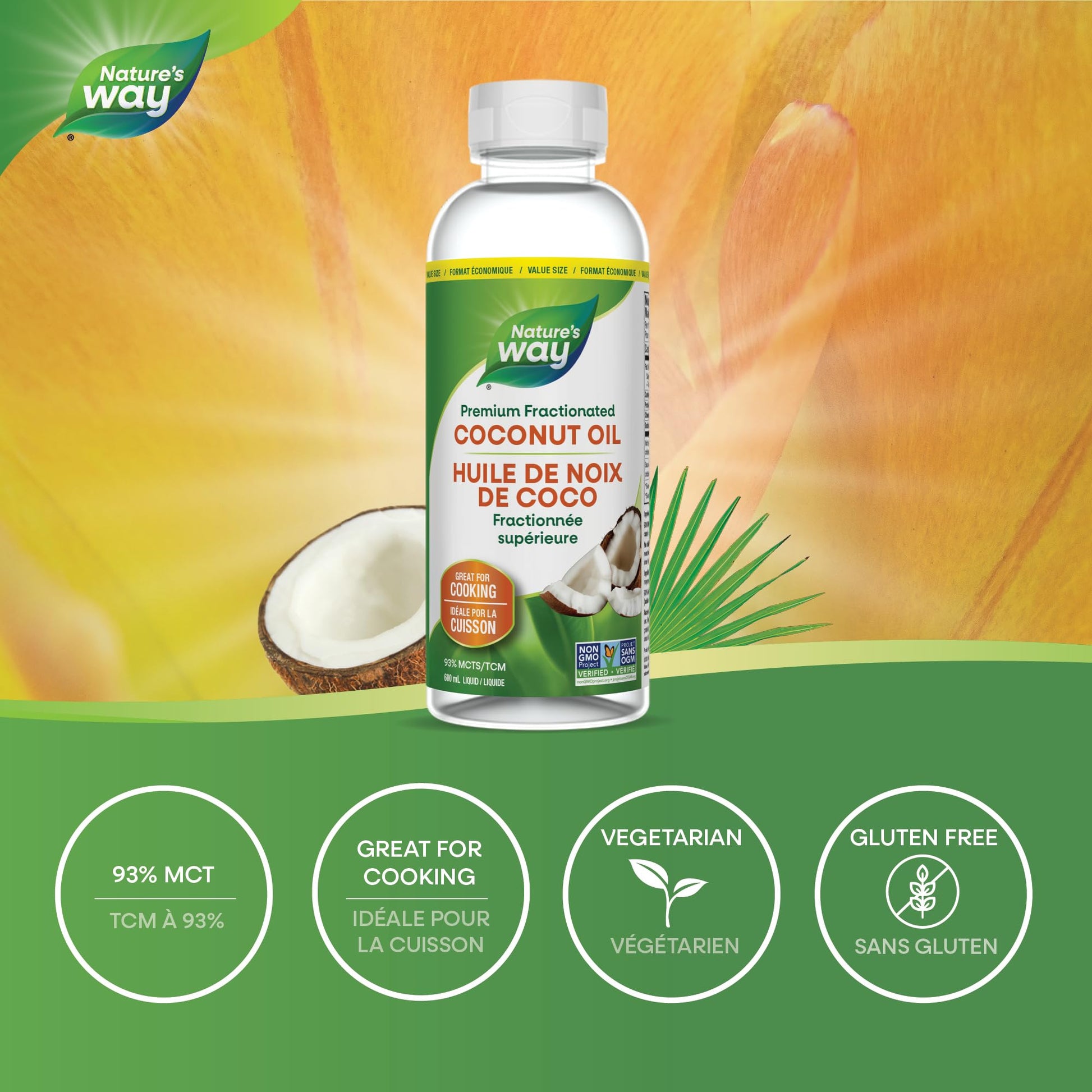 Nature's Way Premium Coconut Oil, Great for Cooking, Liquid, 600 ml Nature's Way