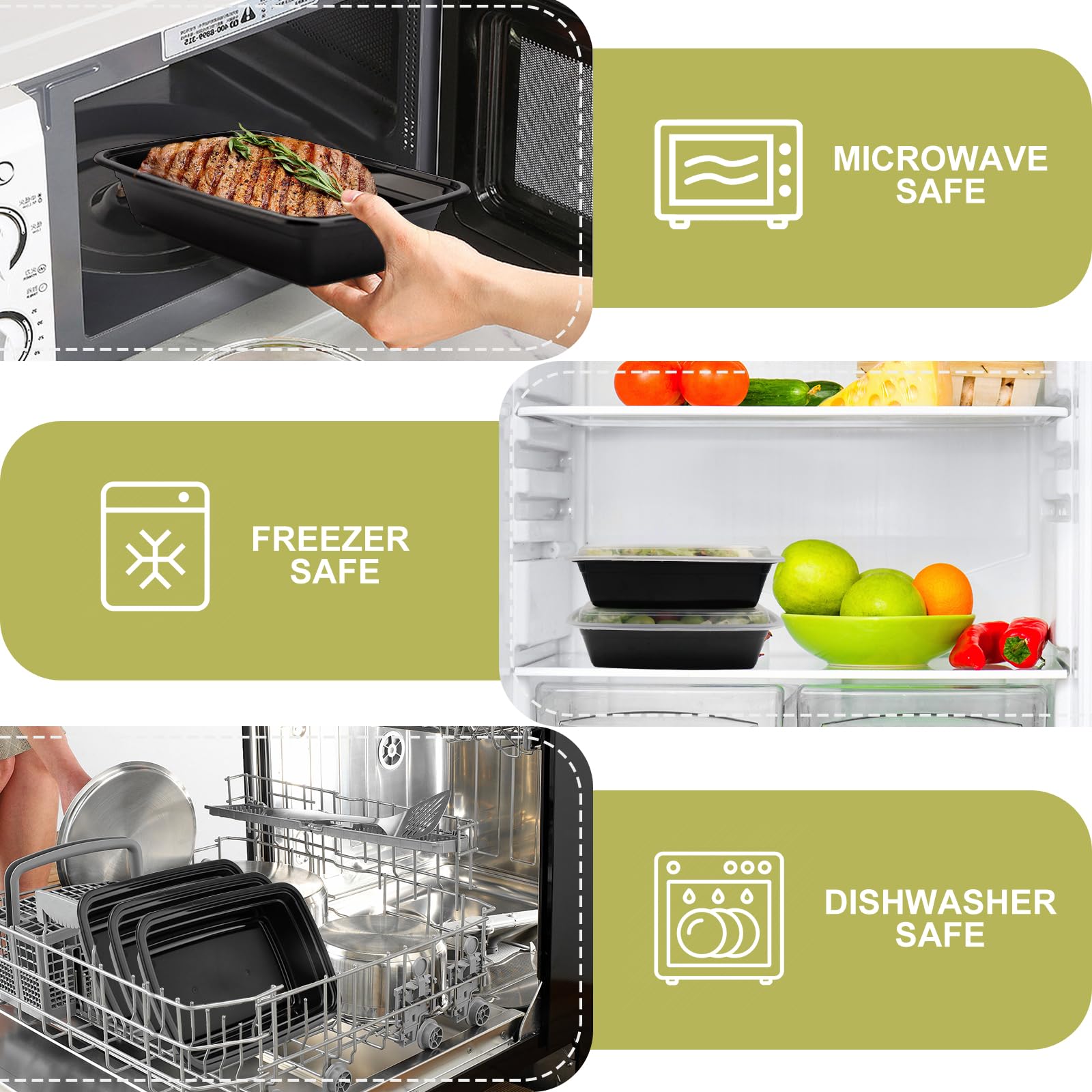50 Pack Meal Prep Containers with Lids 38oz - Plastic Food Storage Containers with lids - Disposable Take out Containers with Lid for Meal Prep - BPA Free, Microwave/Dishwasher/Freezer Safe - Available at All In One Marketplace Canada