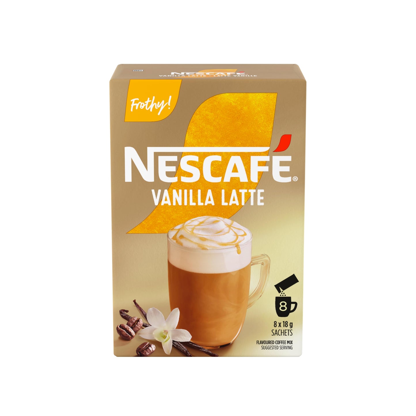 NESCAFÉ Gold Vanilla Latte Instant Coffee Mix – 48 Single-Serve Sachets (6 Boxes)