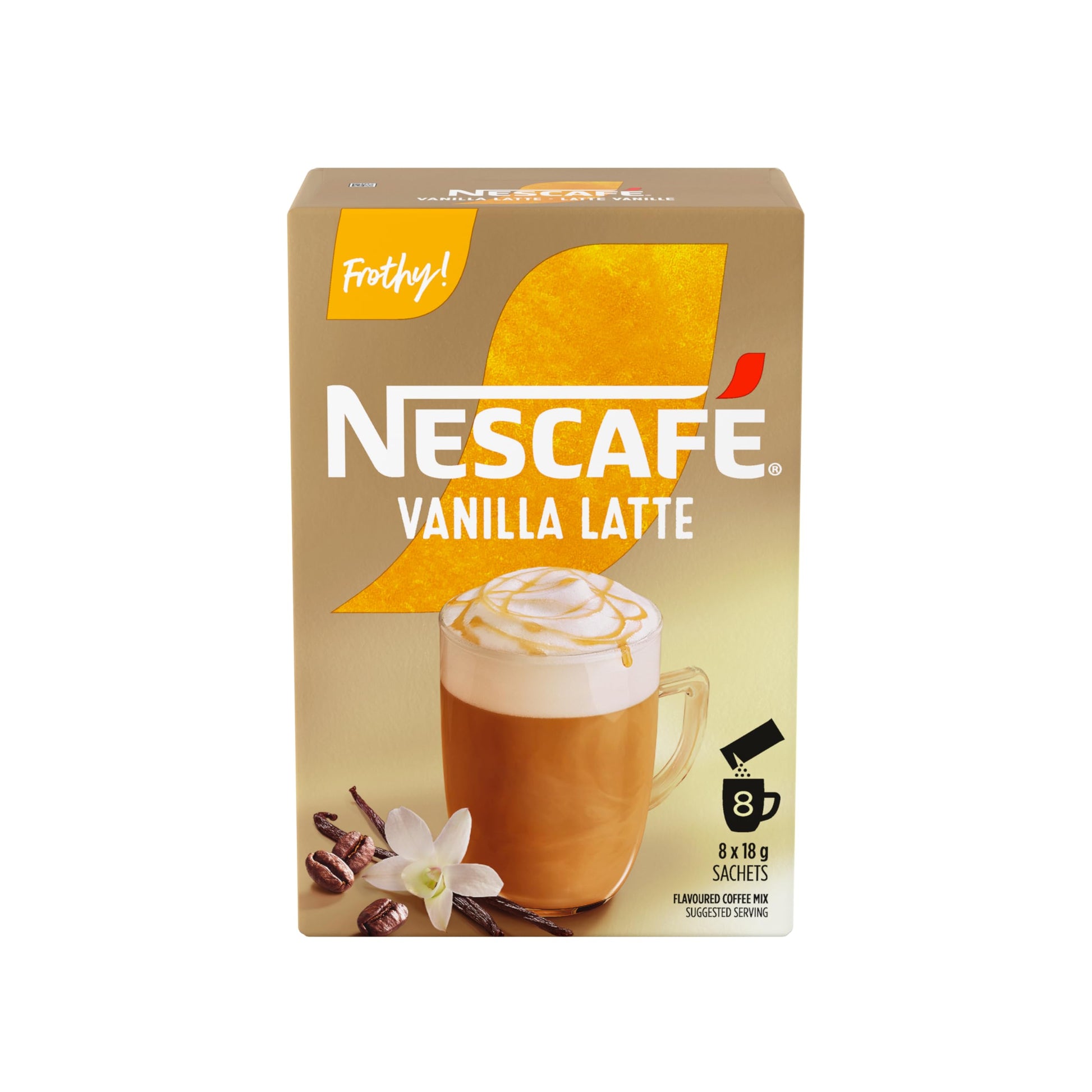NESCAFÉ Gold Vanilla Latte Instant Coffee Mix – 48 Single-Serve Sachets (6 Boxes)