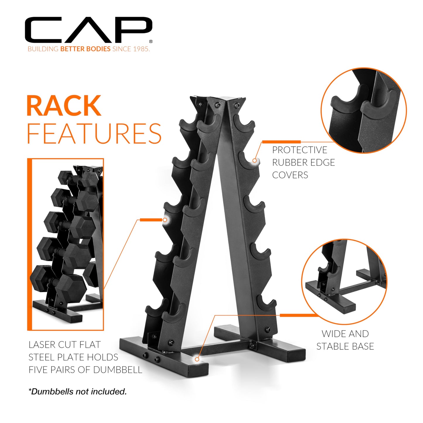 CAP Barbell A-Frame Dumbbell Hand Weight Vertical Storage Rack - Carbon