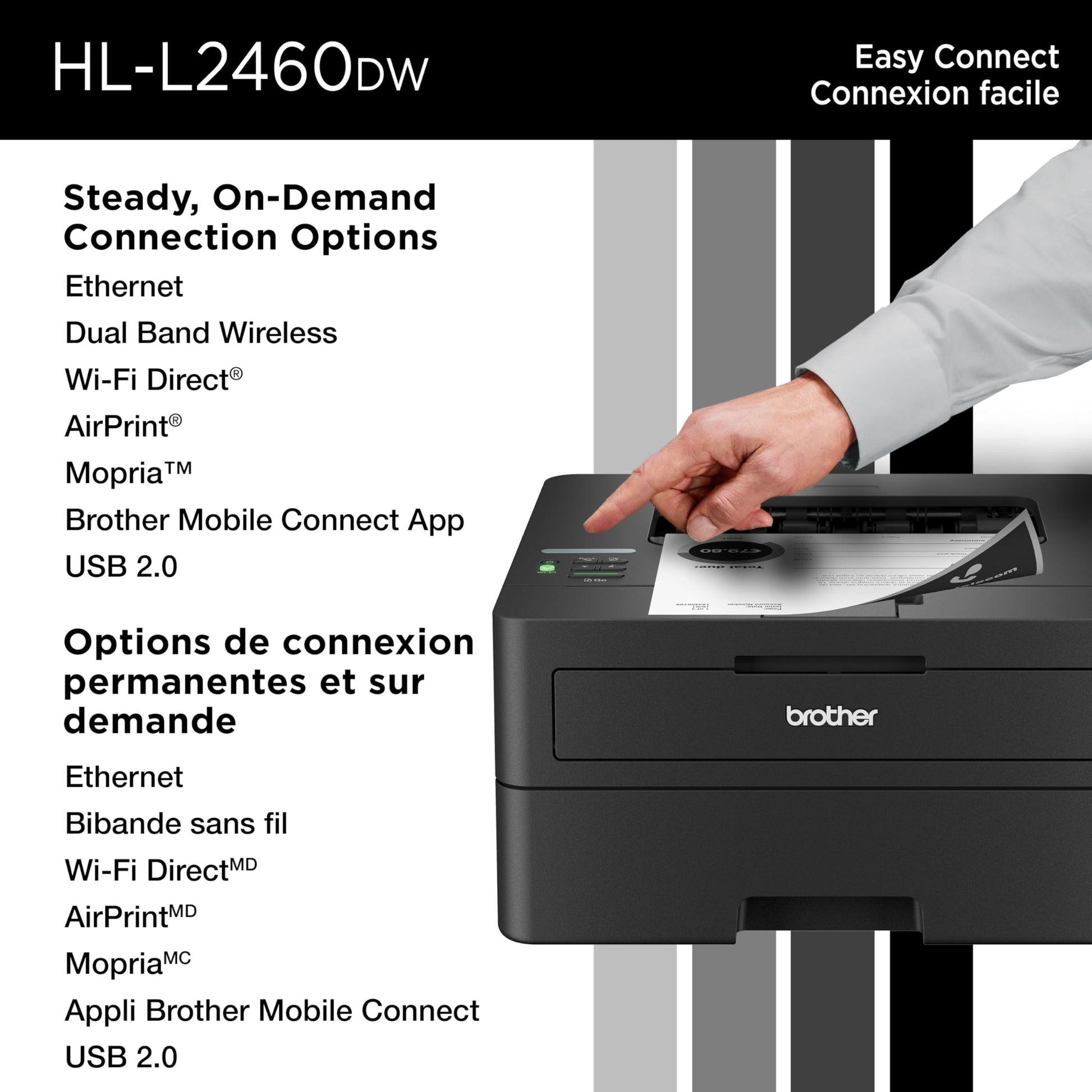 Brother HL-L2460DW Wireless Monochrome Laser Printer for Home Office –Duplex on Ink & Toner with a Refresh Subscription - Available at All In One Marketplace Canada