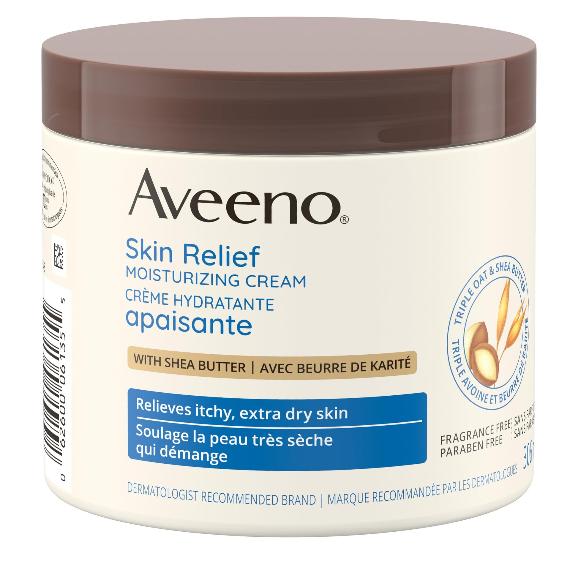 Aveeno Skin Relief Moisturizing Cream, Body Lotion, Shea Butter, Oat Extract, Extra Dry Skin Moisturizer, Fragrance Free, 306-mL Aveeno