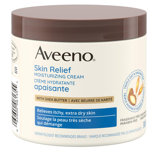 Aveeno Skin Relief Moisturizing Cream, Body Lotion, Shea Butter, Oat Extract, Extra Dry Skin Moisturizer, Fragrance Free, 306-mL Aveeno