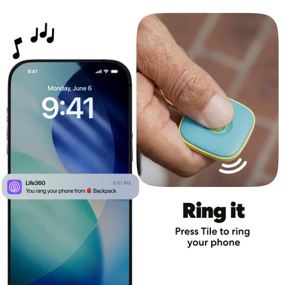 Life360 Tile - Bluetooth Tracker, Keys Finder and Item Locator for Keys, Bags and More. Phone Finder. Both iOS and Android Compatible. 1-Pack (Aqua Lemon)