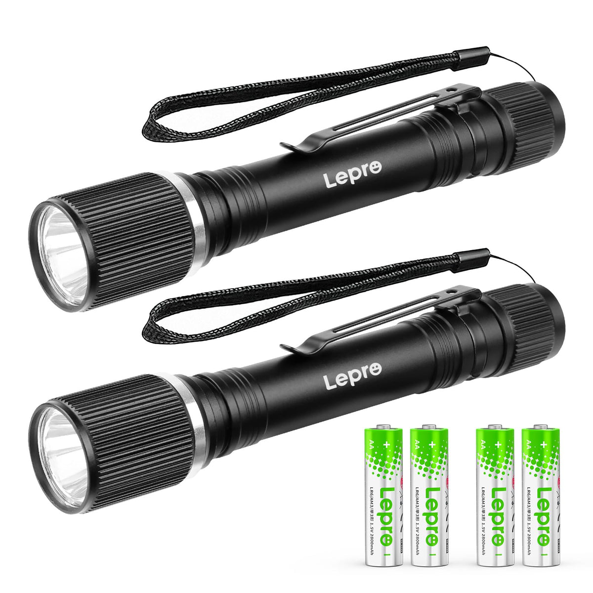 Lepro Flashlight, Led Flashlight with AA Battery Included, LED Torch for Emergency Camping Hiking Dog Walking, Halloween, Christmas (2 Pack) 🍁 All In One Marketplace Canada
