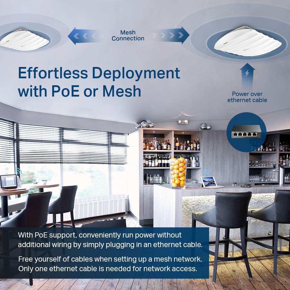 Omada EAP245 V3 AC1750 Wireless Gigabit Access Point, PoE Powered
