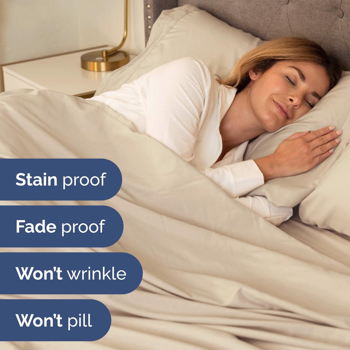 King Size 4 Piece Sheet Set - Comfy Breathable & Cooling Sheets - Hotel Luxury Bed Sheets for Women & Men - Deep Pockets, Easy-Fit, Extra Soft & Wrinkle Free Sheets - Wheat Oeko-Tex Bed Sheet Set