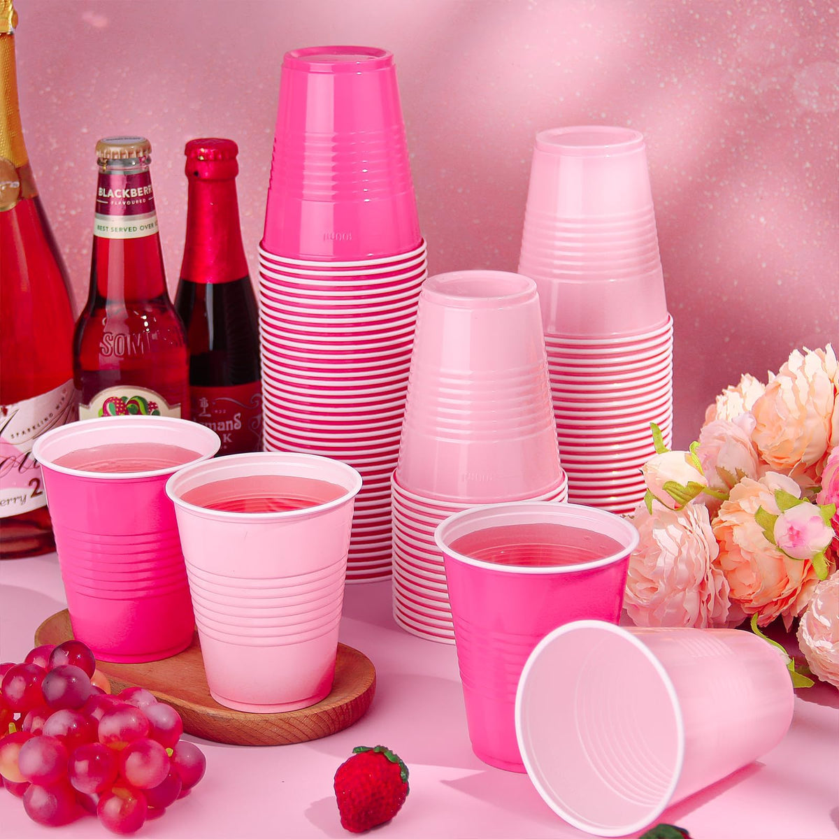 100 Pack 12oz Pink Plastic Party Cups in Light and Hot Pink 🍁 All In One Marketplace Canada