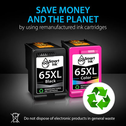 Smart Ink Remanufactured Ink Cartridges Replacement for HP 65 XL HP 65XL (Black & Color 2 Combo Pack) for DeskJet 3755 2600 2625 2652 2655 3700 3720 3752 3772 Envy 5000 5010 5052 5055 Printer Series