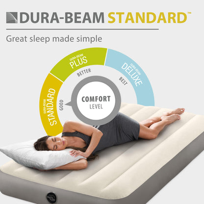 INTEX 64102E Dura-Beam Standard Single-High Air Mattress: Fiber-Tech – Full Size – 10in Bed Height – 600lb Weight Capacity – Pump Sold Separately