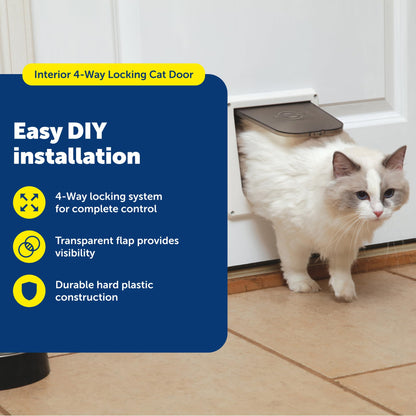PetSafe 4-Way Locking Interior Cat Door - Tinted Privacy Door for Cat Litter Box or Pet Feeder, Built-in Door Lock, DIY Easy Install 🍁 All In One Marketplace Canada
