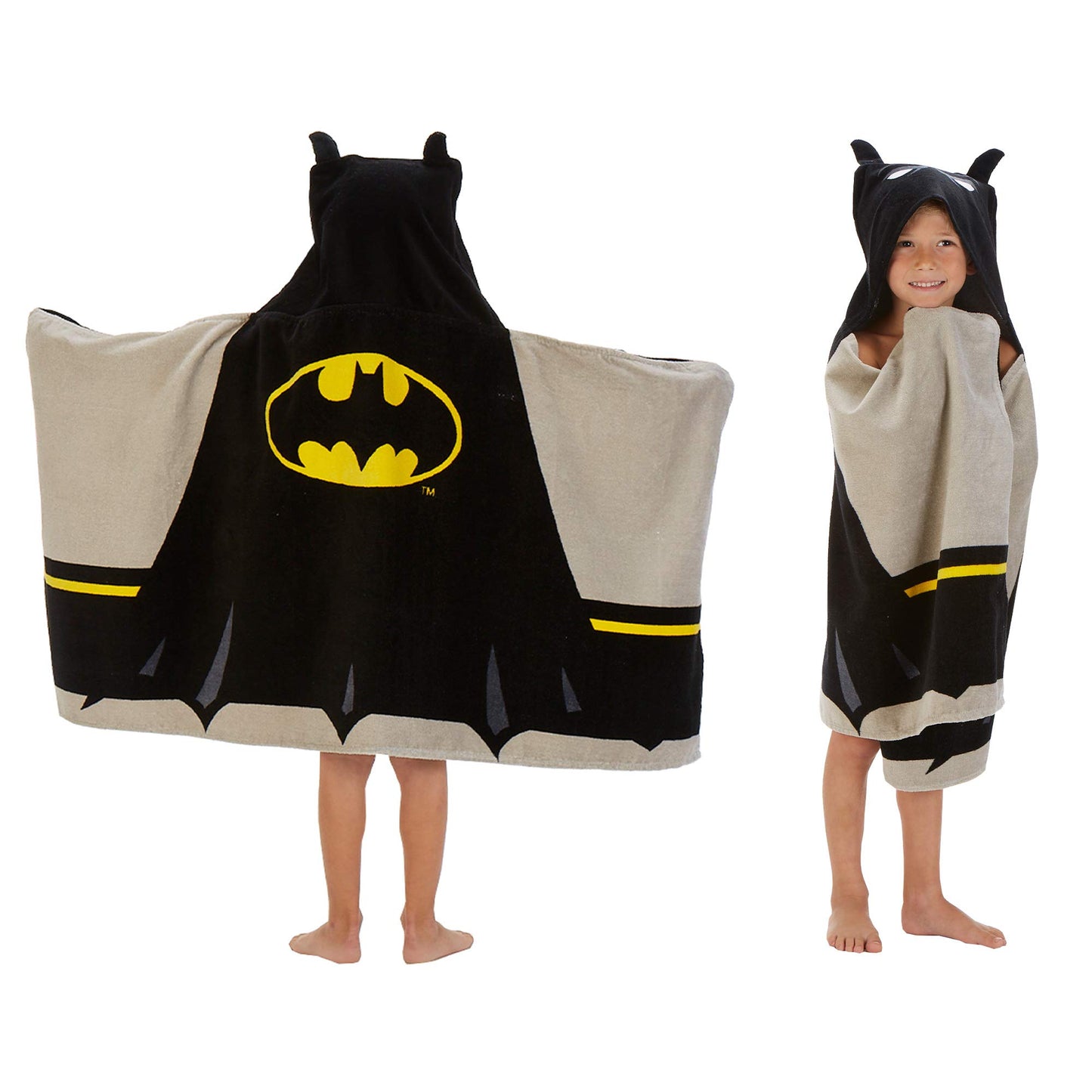 Batman Kids Bath/Pool/Beach Super Soft Cotton Terry Hooded Towel Wrap, 24" x 50", (Officially Licensed Product) By Franco Franco