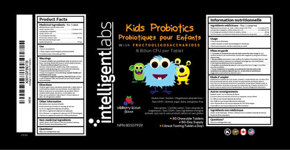 Intelligent Labs Kids/Children Probiotics 6 Billion CFU with Prebiotics, PHGG & FOS, Once-Daily Chewable, Great Taste, 10x Effectiveness, 60-Day Supply, Third-Party Verified - Available at All In One Marketplace Canada