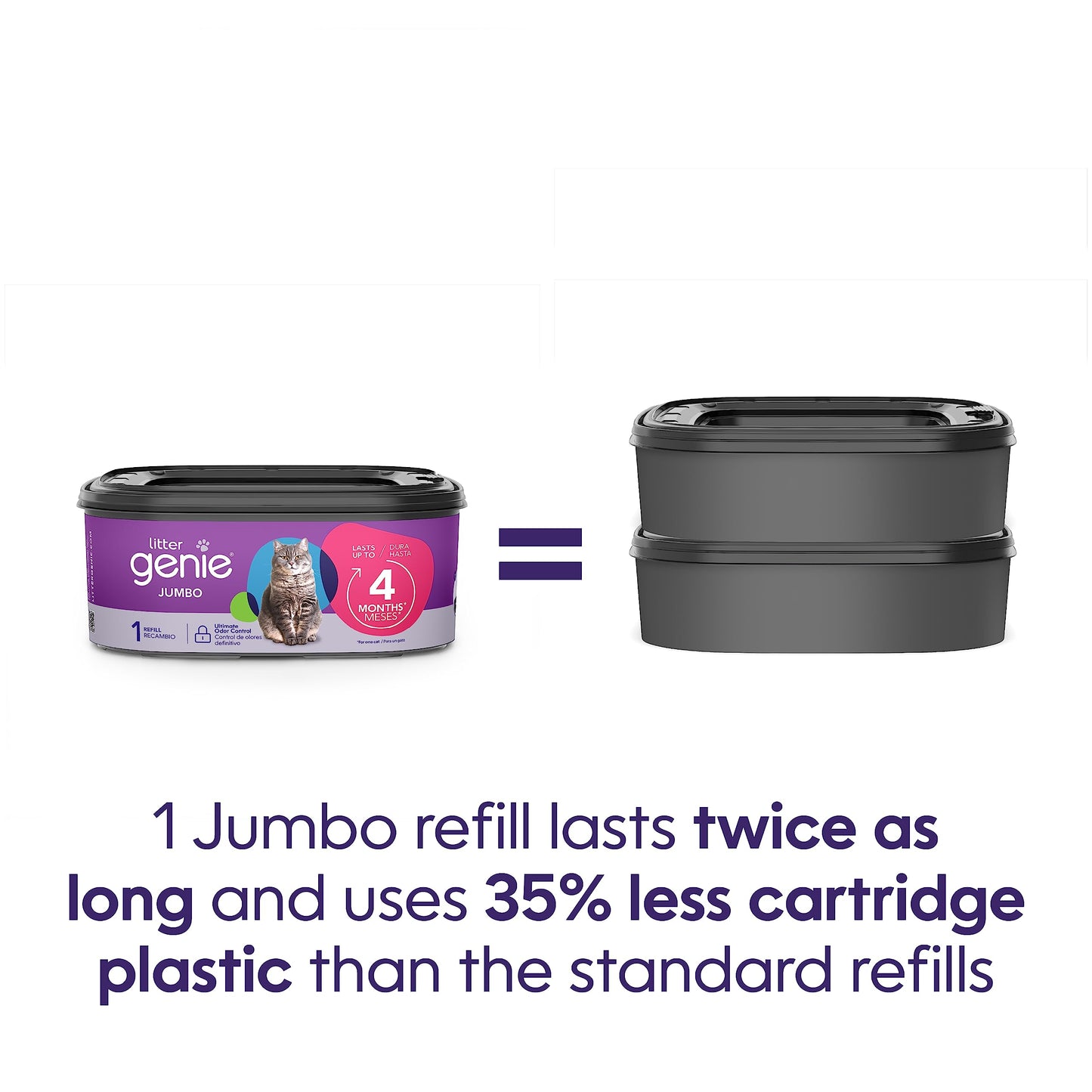 Litter Genie XL+ Pail – Ideal for Multi cat Homes - Includes one Jumbo 24ft cat Litter Bags Refill, Scoop, and Scoop Holder