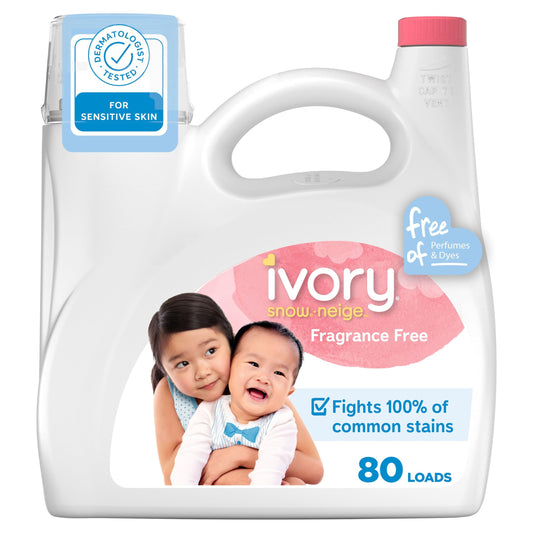 Ivory Snow Free Liquid Laundry Detergent, Laundry Detergent for Sensitive Skin, Hypoallergenic formula, Dermatologist tested, 80 Loads, 3.1 L - Available at All In One Marketplace Canada