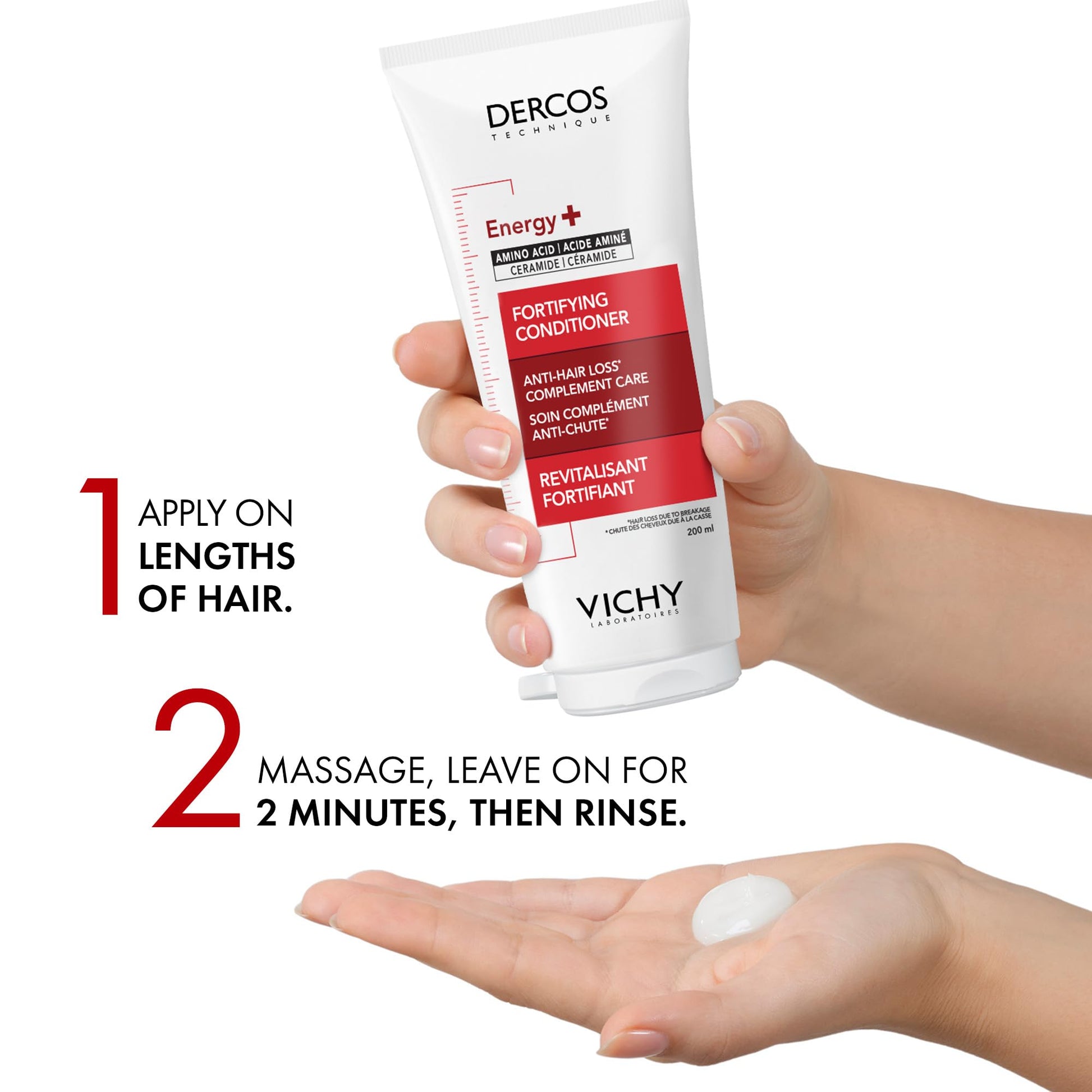 Vichy Dercos Hair Conditioner, Energy+ Fortifying Conditioner for Thin Hair, Adds Strength & Density. Formulated With Amino Acid and Ceramides, Recommended by Dermatologists, 200 ml - Available at All In One Marketplace Canada