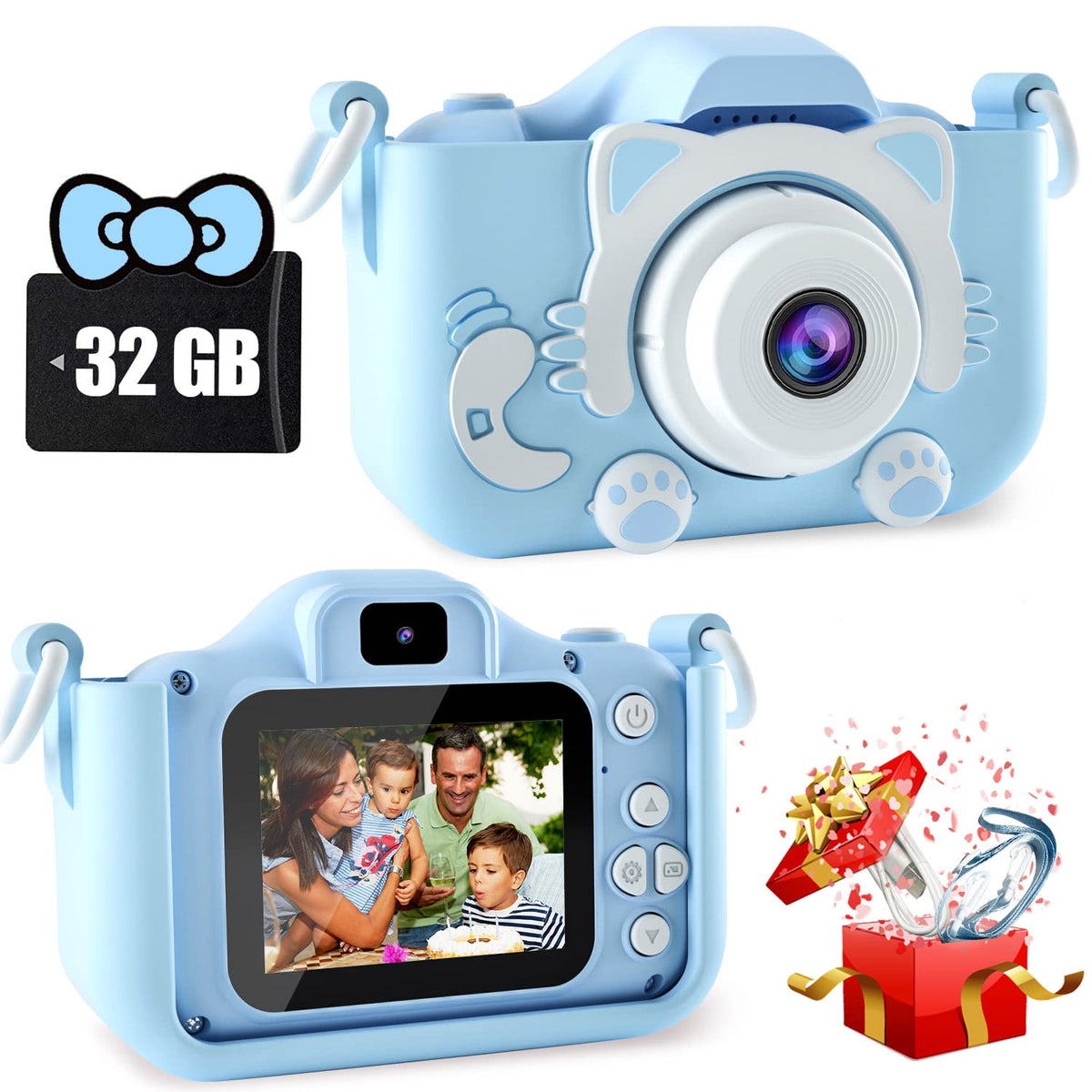 CIMELR Kids Camera Toys for 3 4 5 6 7 8 9 10 Year Old Boys/Girls, Kids Digital Camera for Toddler with Video, Christmas Birthday Festival Gifts for Boys/Girls, Selfie Camera for Kids, 32GB SD Card 🍁 All In One Marketplace Canada
