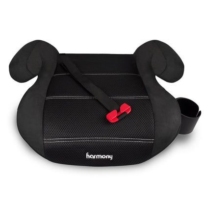 Harmony Dreamtime Elite High-Back Booster Seat – 2-in-1 Belt-Positioning Booster Car Seat with Cup Holder & Shoulder Belt Guide, for Children 18–50 kg (40–110 lbs.), 86–145 cm (34–57 in) - Black