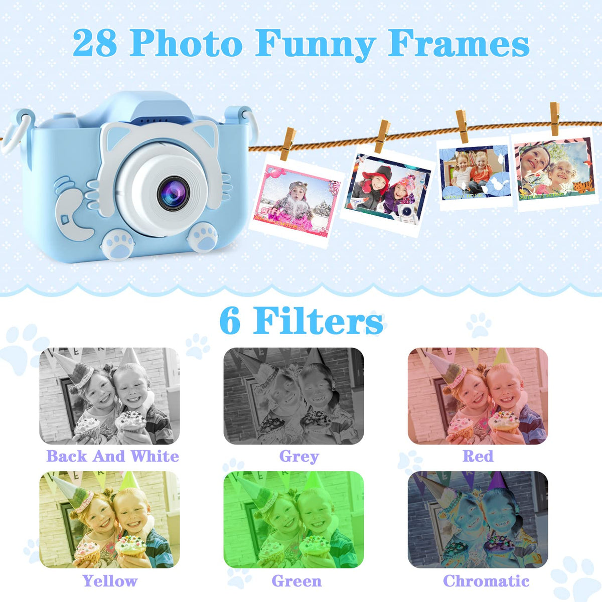 CIMELR Kids Camera Toys for 3 4 5 6 7 8 9 10 Year Old Boys/Girls, Kids Digital Camera for Toddler with Video, Christmas Birthday Festival Gifts for Boys/Girls, Selfie Camera for Kids, 32GB SD Card 🍁 All In One Marketplace Canada