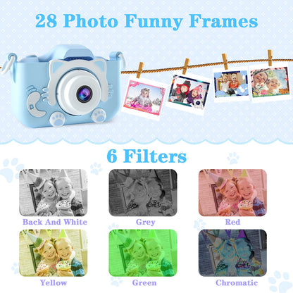 CIMELR Kids Camera Toys for 3 4 5 6 7 8 9 10 Year Old Boys/Girls, Kids Digital Camera for Toddler with Video, Christmas Birthday Festival Gifts for Boys/Girls, Selfie Camera for Kids, 32GB SD Card 🍁 All In One Marketplace Canada