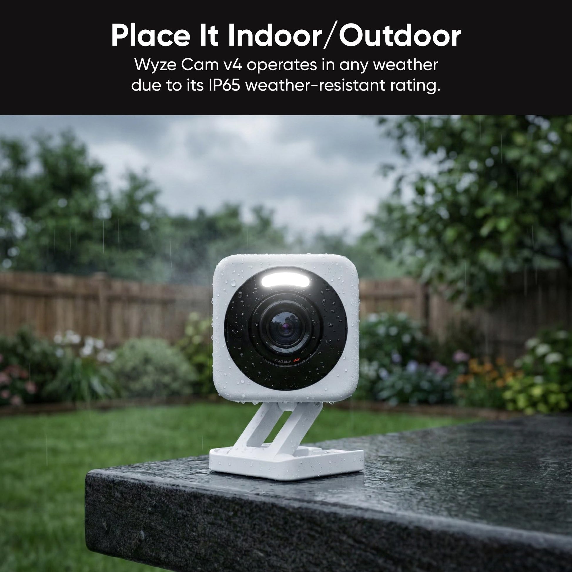 WYZE Cam v4 (Latest Model), 2.5K AI Security Camera, Indoor/Outdoor Cameras for Home Security, Vibrant Color Night Vision, No Subscription Required, Free Expert Help, White