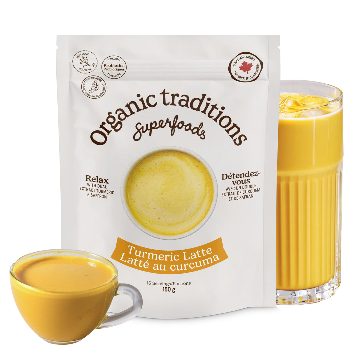 Organic Traditions Turmeric Golden Milk Latte Powder, Coconut Milk, 5.3oz