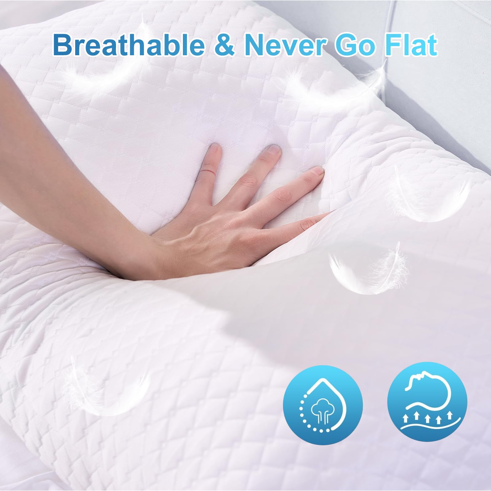 NTCOCO Cooling Bed Pillows Queen Size Pack of 2 for Sleeping Shredded Memory Foam Bed Pillows Adjustable Gel for Side Stomach Back Sleepers Washable Removable Cover Cover - Available at All In One Marketplace Canada