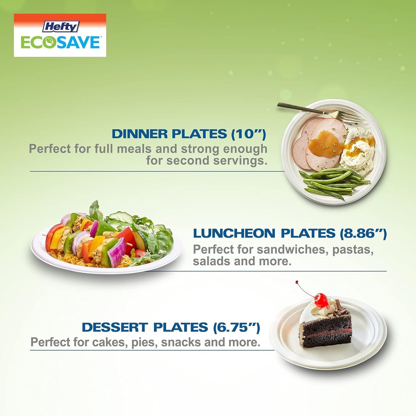 Hefty ECOSAVE Compostable Disposable Paper Plates Lunch 8.86", 100 Count 🍁 All In One Marketplace Canada