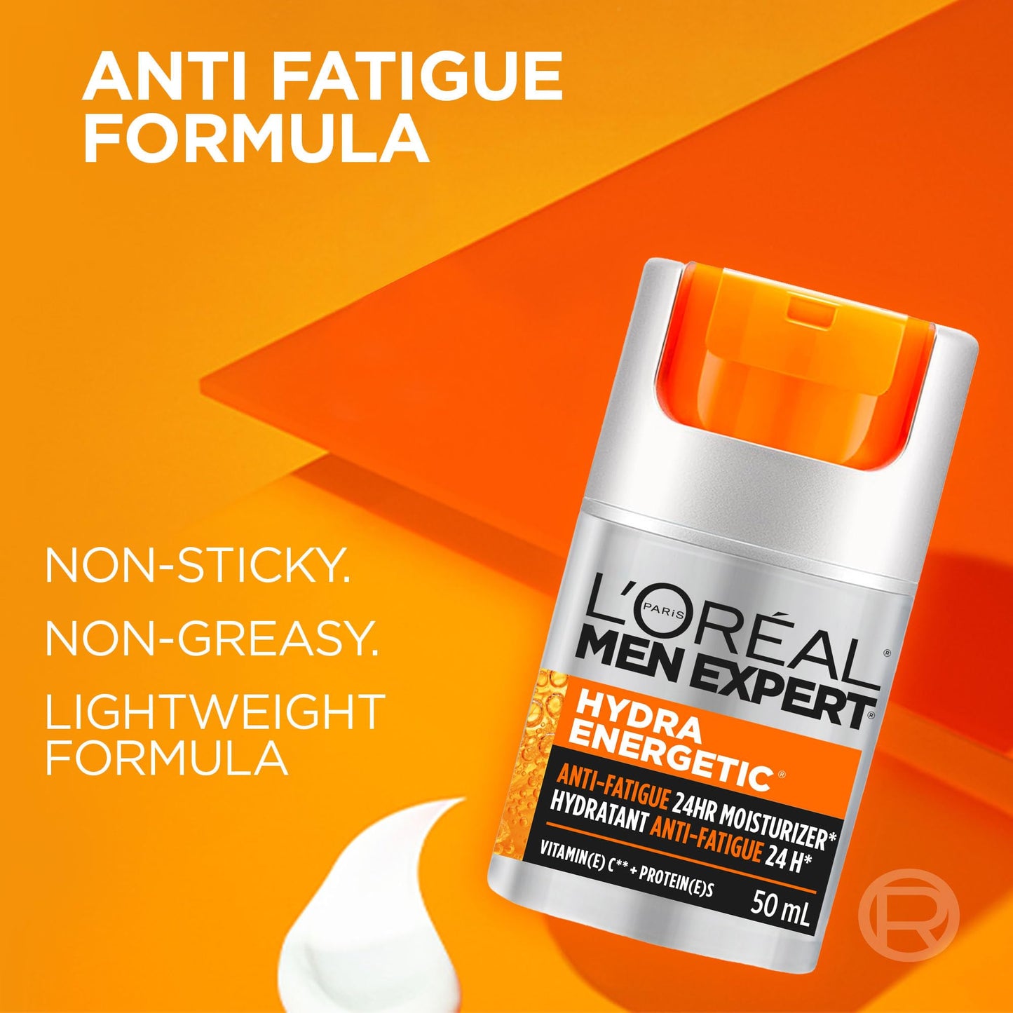L’Oréal Paris Men Expert Anti Fatigue Daily Moisturizer for Men with Vitamin C & Protein, 24HR Non Greasy Hydration, For Dry and Dull Skin, Reduces look of fine lines & dark circles, Hydra Energetic, 50ml