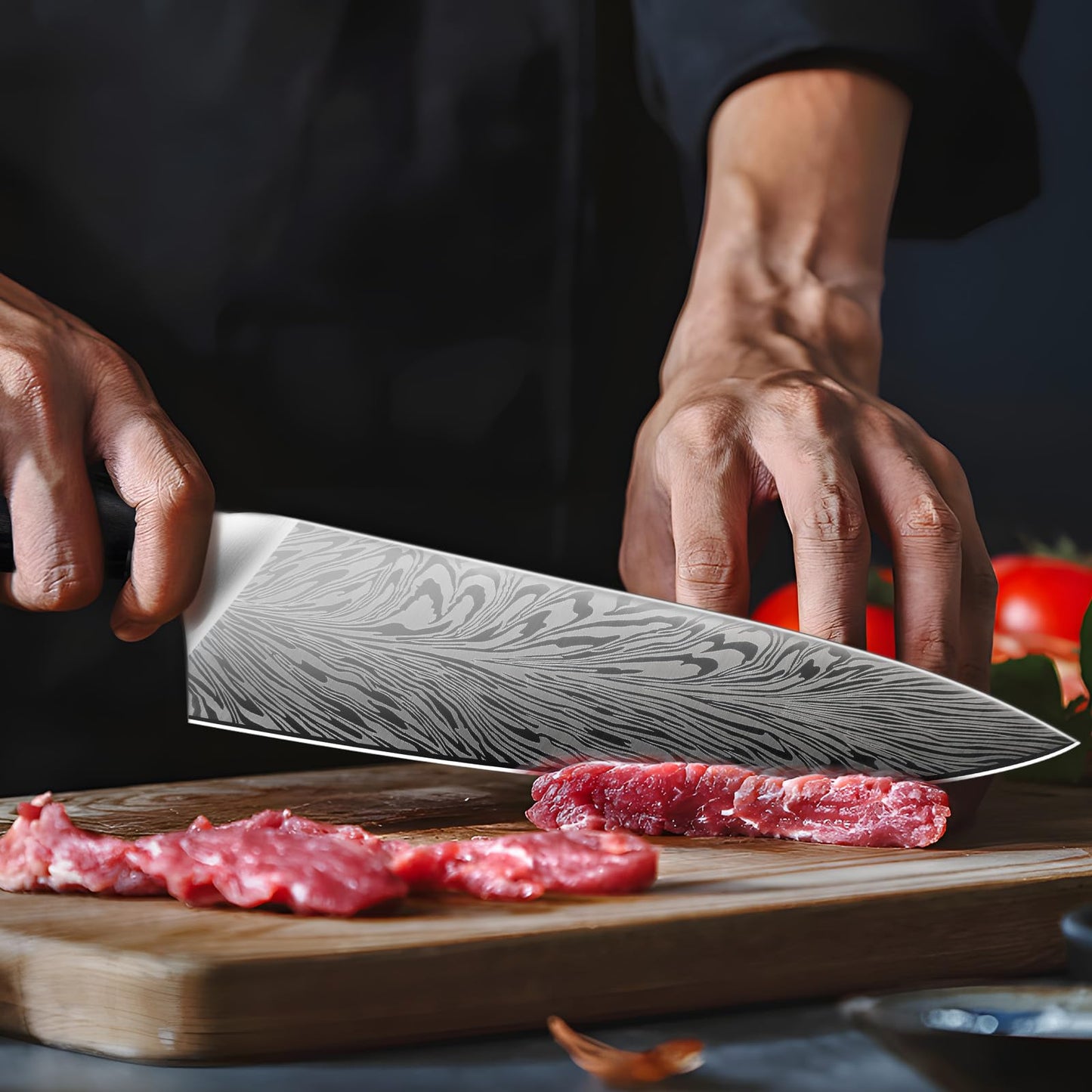 SANMEIHO Chef Knife in Powder Steel, Japanese Kitchen Knife 8 Inch, Ultra Sharp Chef's Knives, High Carbon Japanese Utility Knives for Meat Vegetable with Ergonomic Pakkawood Handle - Available at All In One Marketplace Canada