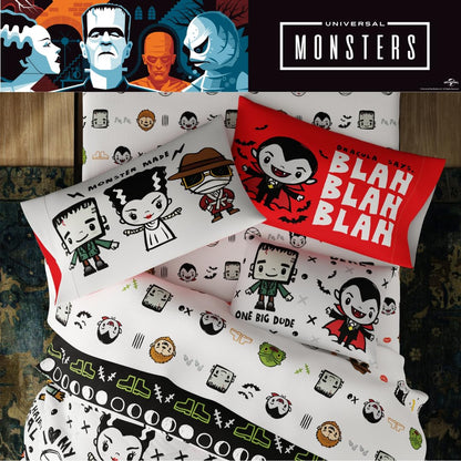 Universal Little Monsters Halloween Full Bed Set – Super Soft & Cozy 5 Piece Reversible Comforter and Sheet Set Featuring Snoopy & Charlie Brown, (Officially Licensed Product) by Franco
