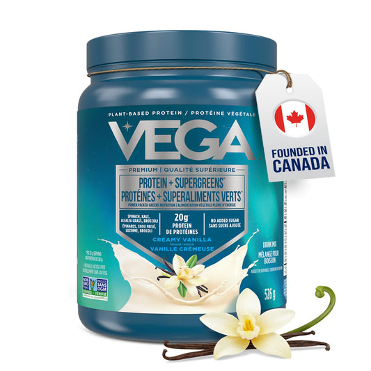 Vega Protein + Supergreens - 20g Plant-Based Pea Protein with Veggies, Vanilla, 18 Servings, Vegan Keto, Non-GMO, Gluten Free, Dairy Free, Low Carb, 526g (Packaging May Vary)