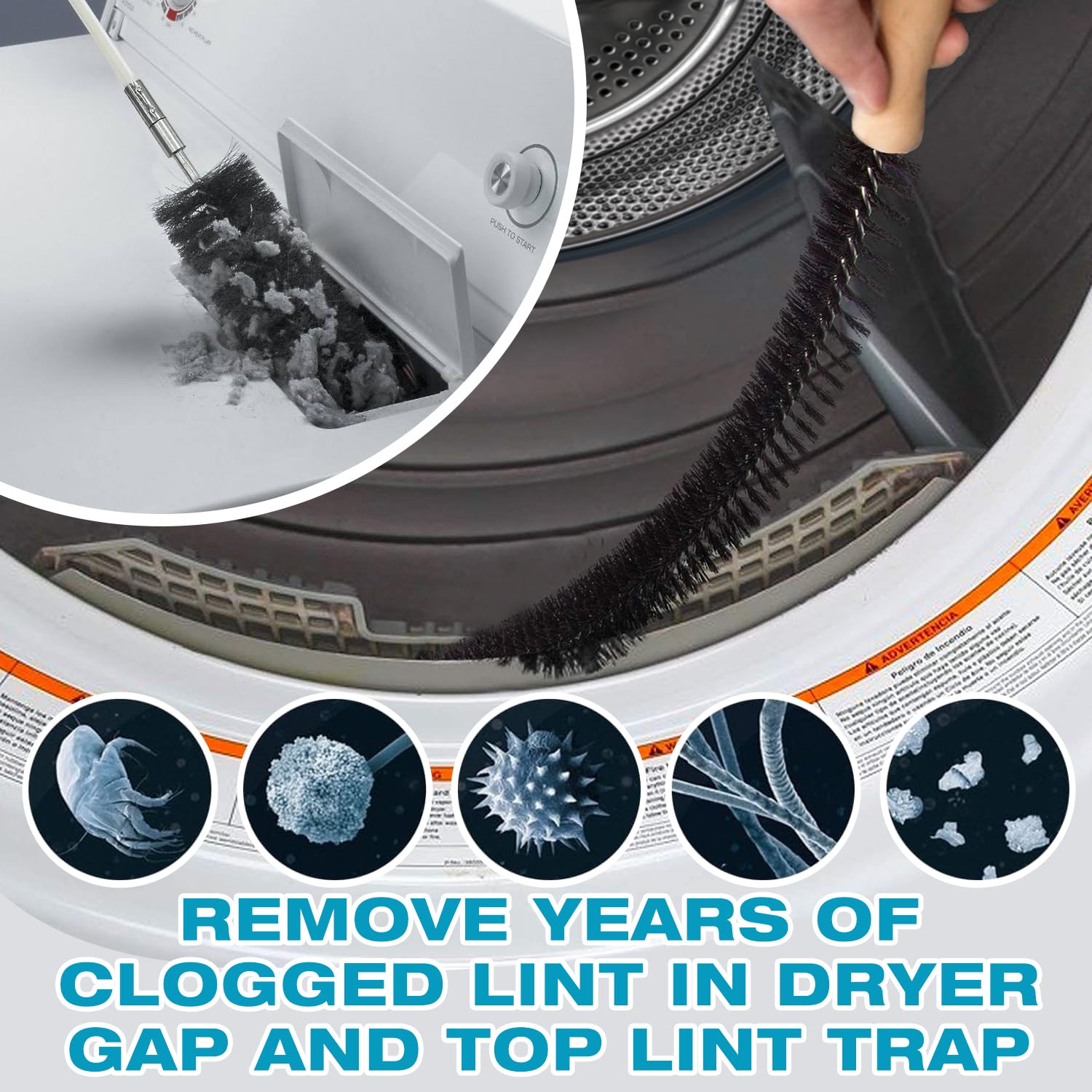Sealegend 58-Piece Dryer Vent Cleaning Kit Omnidirectional Cleaner Include 35 Feet Dryer Vent Brush Blue Dryer Vacuum Attachment Lint Brush Vacuum&Dryer Adapter - Available at All In One Marketplace Canada