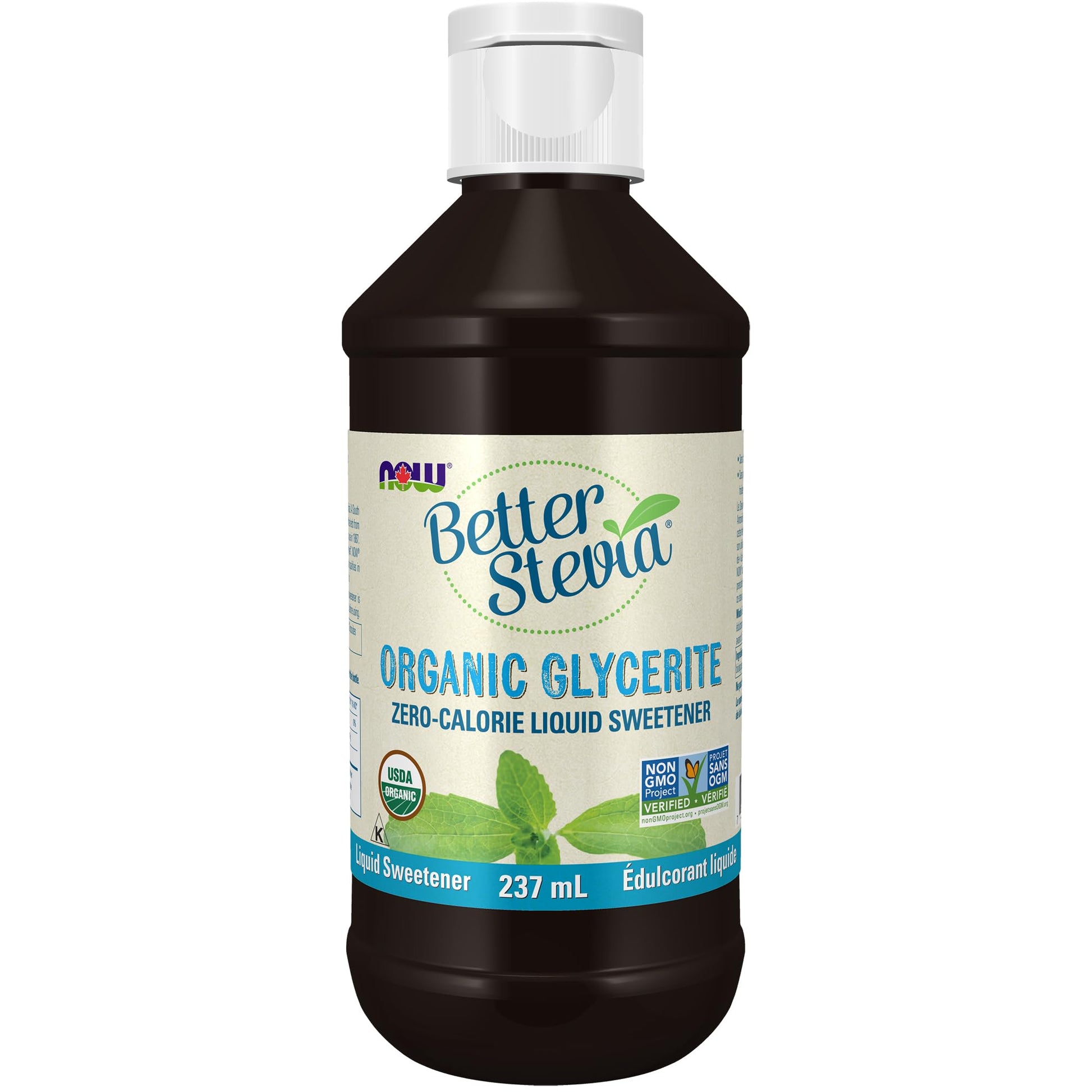NOW Foods BetterStevia Organic Glycerite Zero-Calorie Liquid Sweetener Keto Friendly, Suitable for Diabetics, No Erythritol, 237ml NOW