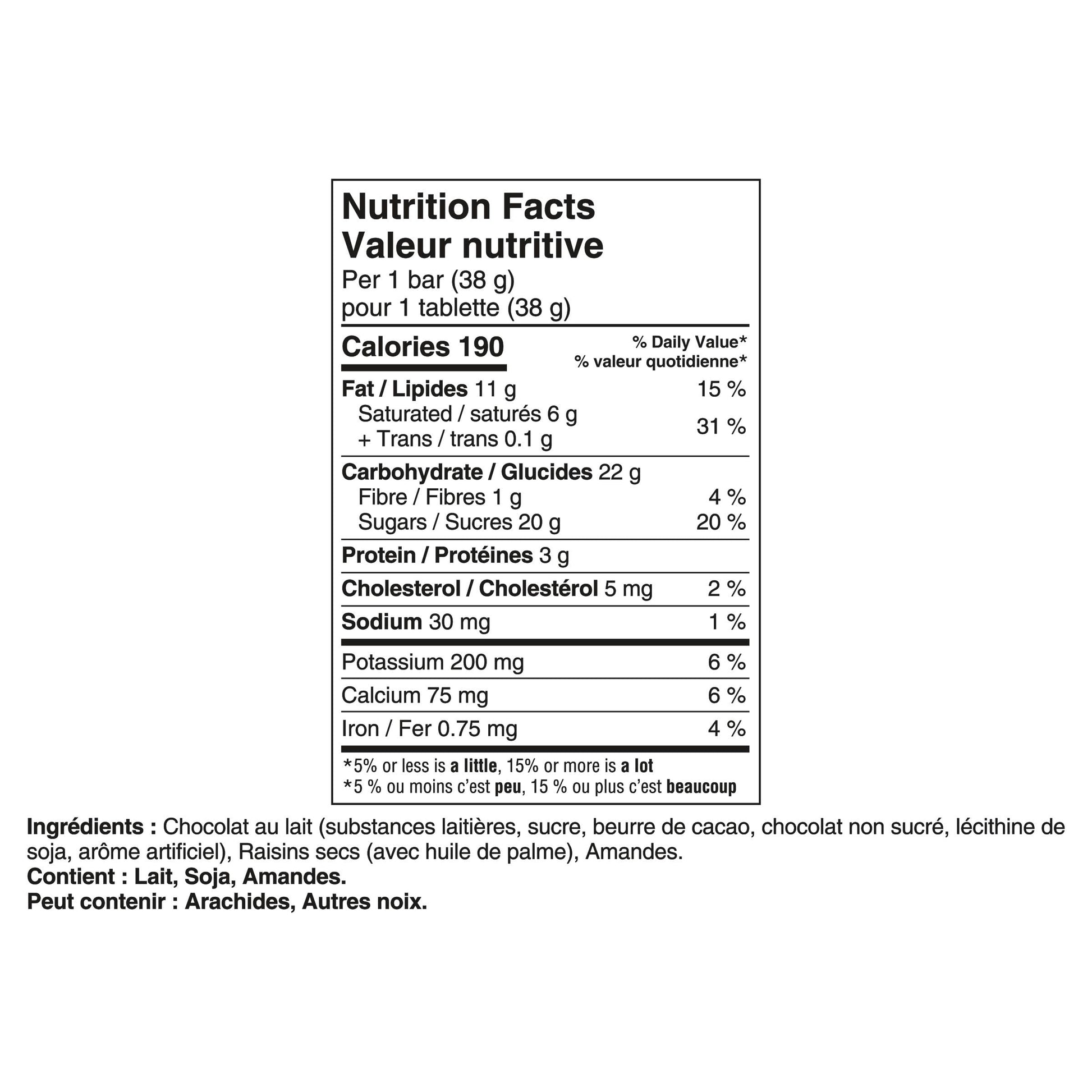 CADBURY DAIRY MILK Fruit & Nut Chocolate Bar - 24 Pack (38g each, 912g total) - Canadian Made