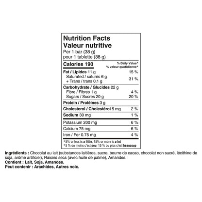 CADBURY DAIRY MILK Fruit & Nut Chocolate Bar - 24 Pack (38g each, 912g total) - Canadian Made