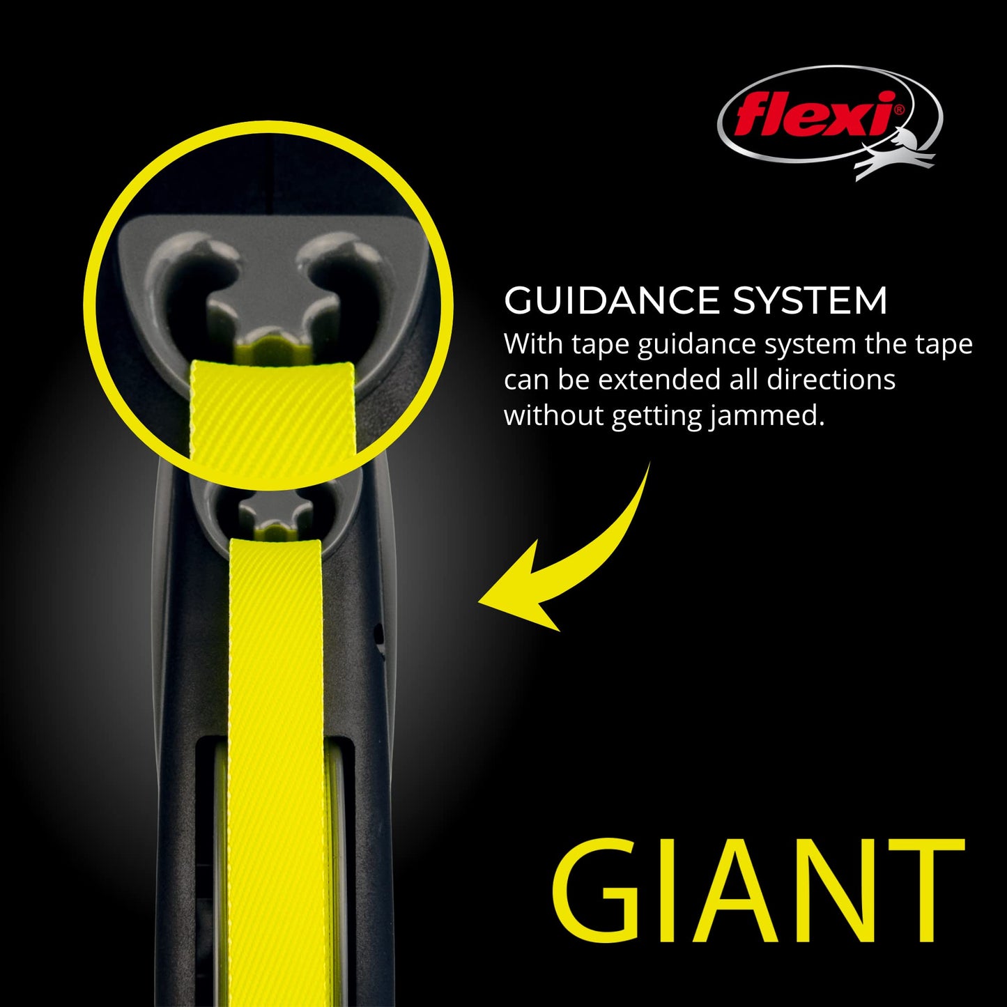 FLEXI® Giant Tape Retractable Dog Leash, Large, 26 ft - Black FLEXI