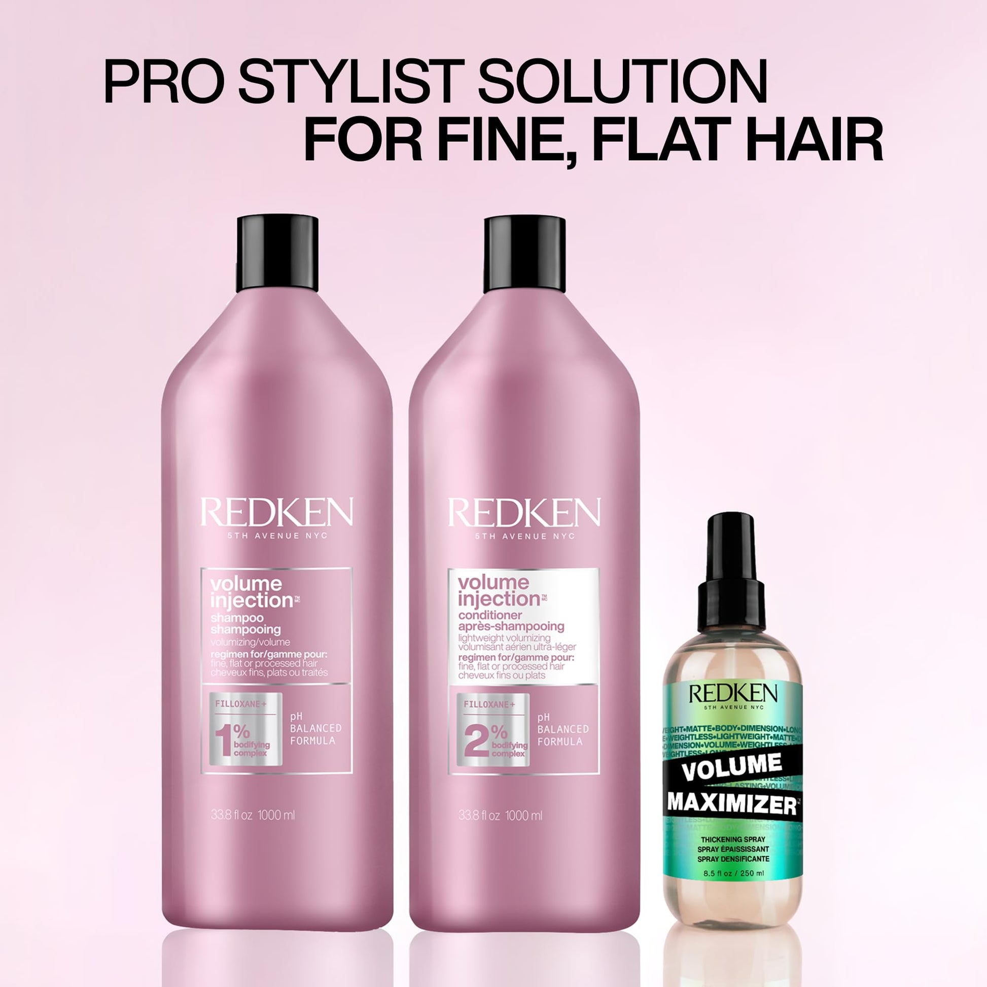 Redken Hair Conditioner, Volume Injection Conditioner Hair Volumizer For Fine Hair, Volumizing Conditioner Adds Lift & Body, With Filoxane, Paraben Free, 1000 ML Redken
