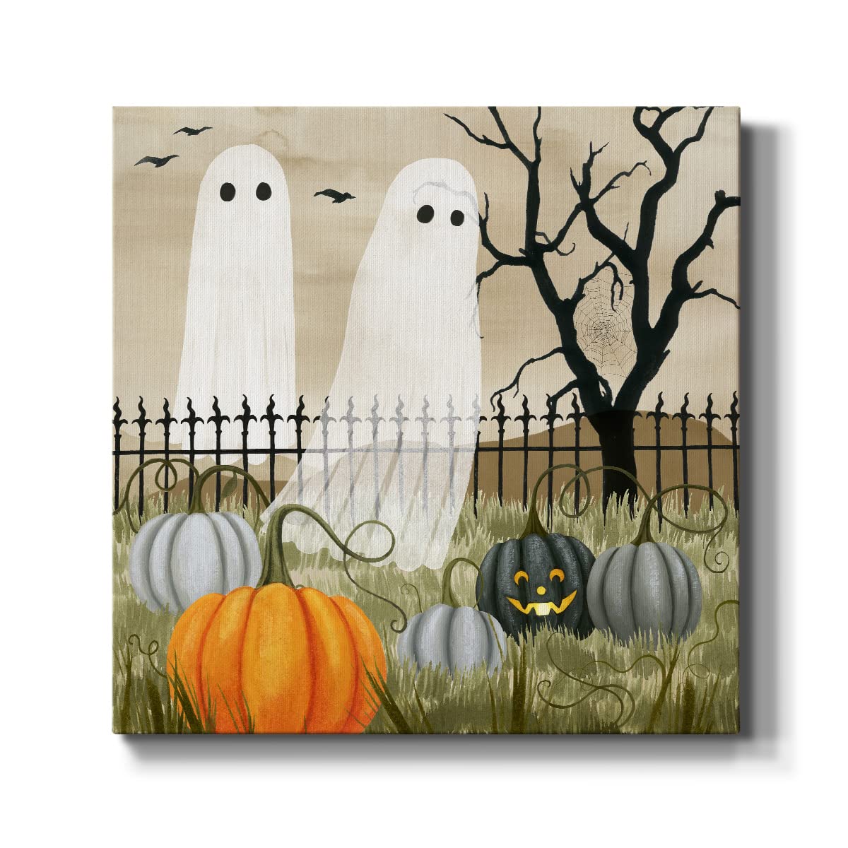 Renditions Gallery Modern Canvas Wall Art Pictures for Office Decorations Halloween Hunted Pumpkin Patch Premium Wall Hanging Wooden Artwork for Livingroom Kitchen Paintings - 24"X24" LT508